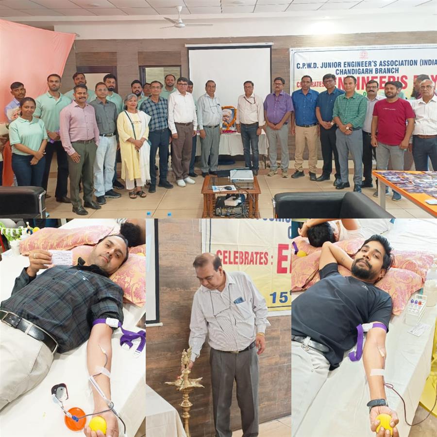 सीपीडब्ल्यूडी जेई एसोसिएशन द्वारा केन्द्रीय सदन में रक्तदान शिविर आयोजित
