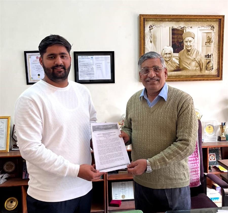 बीकेबीआईईटी पिलानी के छात्र ने प्रतिष्ठित शोध प्रकाशन प्राप्त किया