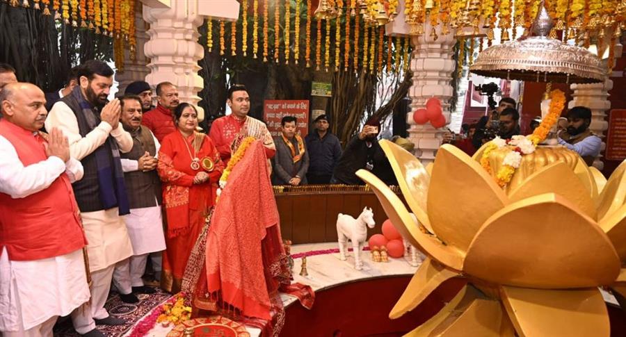 मुख्यमंत्री ने कुरूक्षेत्र में श्री देवीकूप भद्रकाली मंदिर में सेवा संकल्प दिवस पर मां शब्द के 51 फुट विराट व अद्भुत स्वरूप की रखी आधारशिला