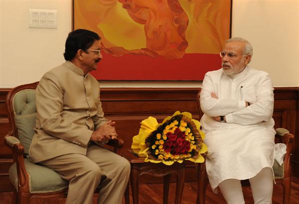 Prime Minister Narendra Modi calls on the Governor of Maharashtra C. Vidyasagar Rao in New Delhi