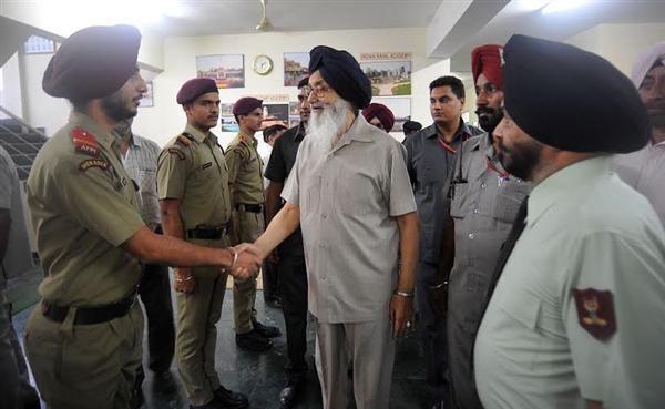 Punjab CM Parkash Singh Badal visiting the newly constructed building of Mai Bhago Preparatory Institute of Armed Forces for Girls at Mohali